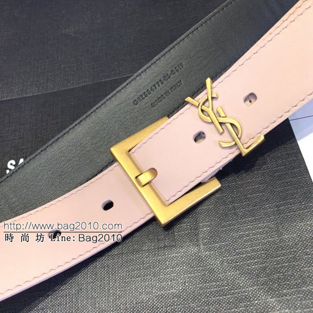 Saint Laurent女士皮帶 聖羅蘭金扣小牛皮腰帶  jjp1760